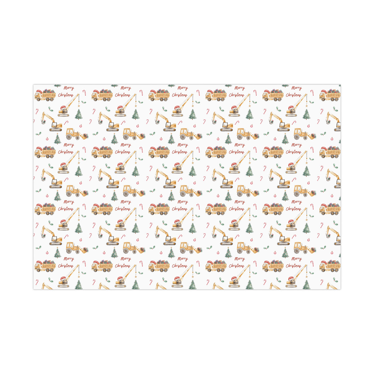 Christmas Construction Trucks Wrapping Paper