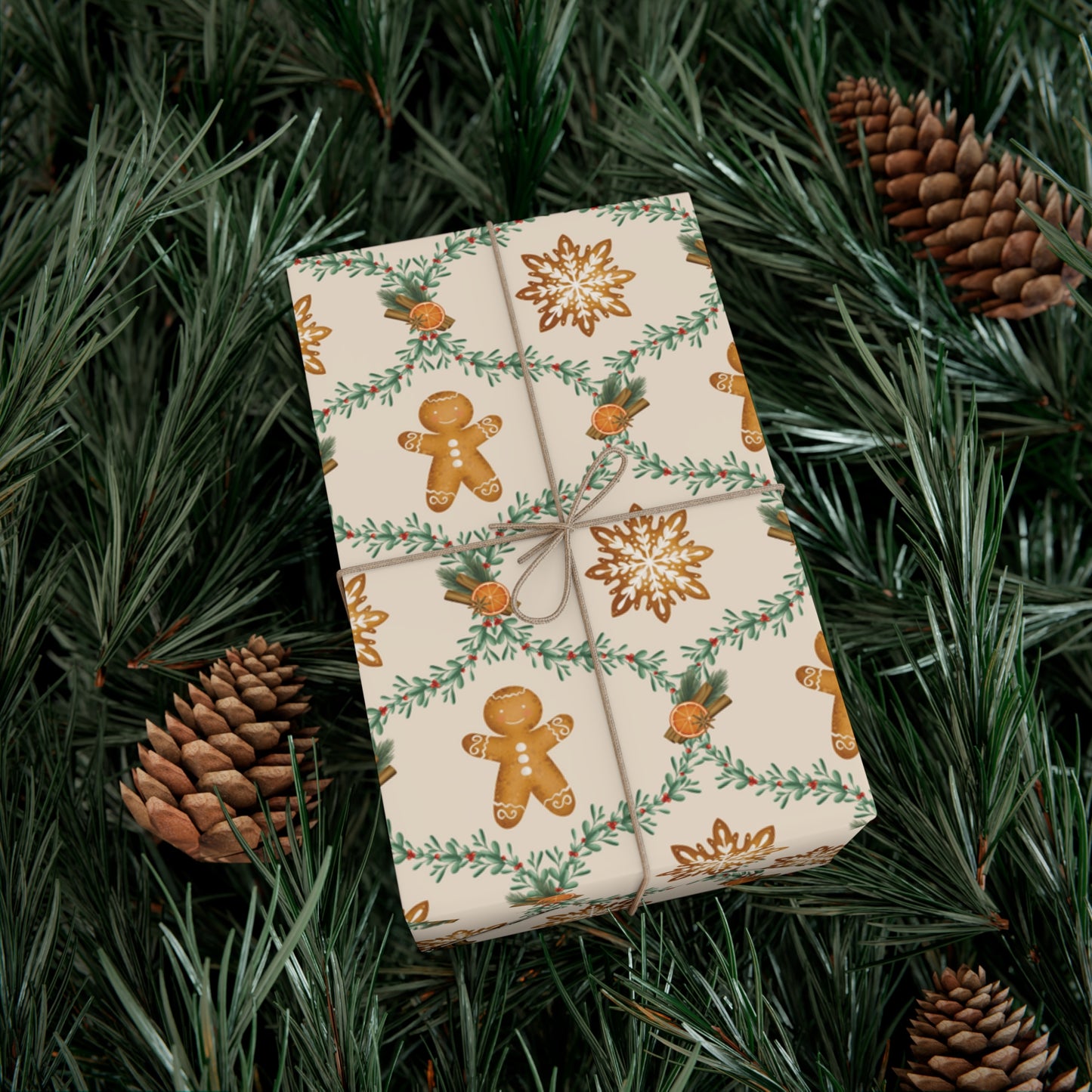 Gingerbread Christmas Wrapping Paper, Classic Christmas Gift Wrap Roll, Holiday Gift Wrap, Christmas Paper, Minimalist, Baking