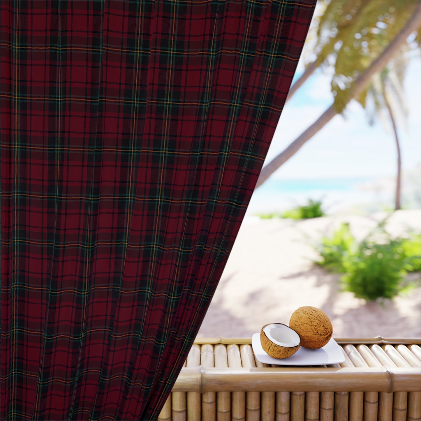 Christmas Tartan Plaid Window Curtain Panel