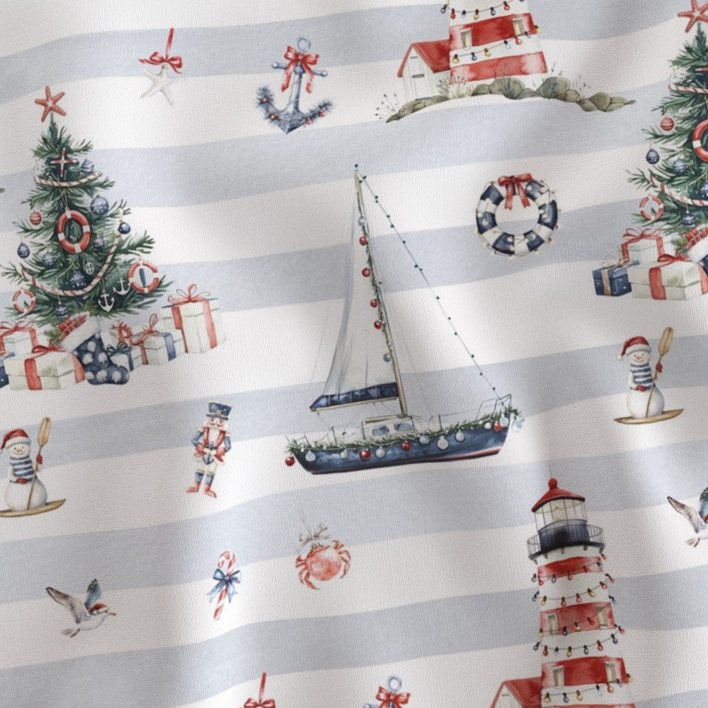 Newport Nautical Christmas Sham Pillow Cover, Christmas PIllowcase, Holiday Bedding, Sailing Christmas, Christmas Lighthouse, Marina