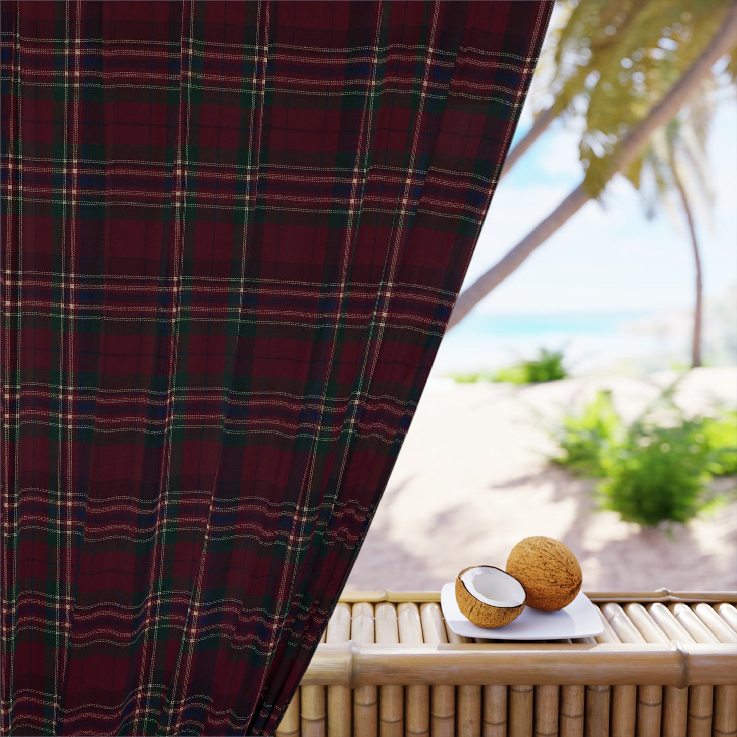Christmas Tartan Plaid Window Curtain Panel