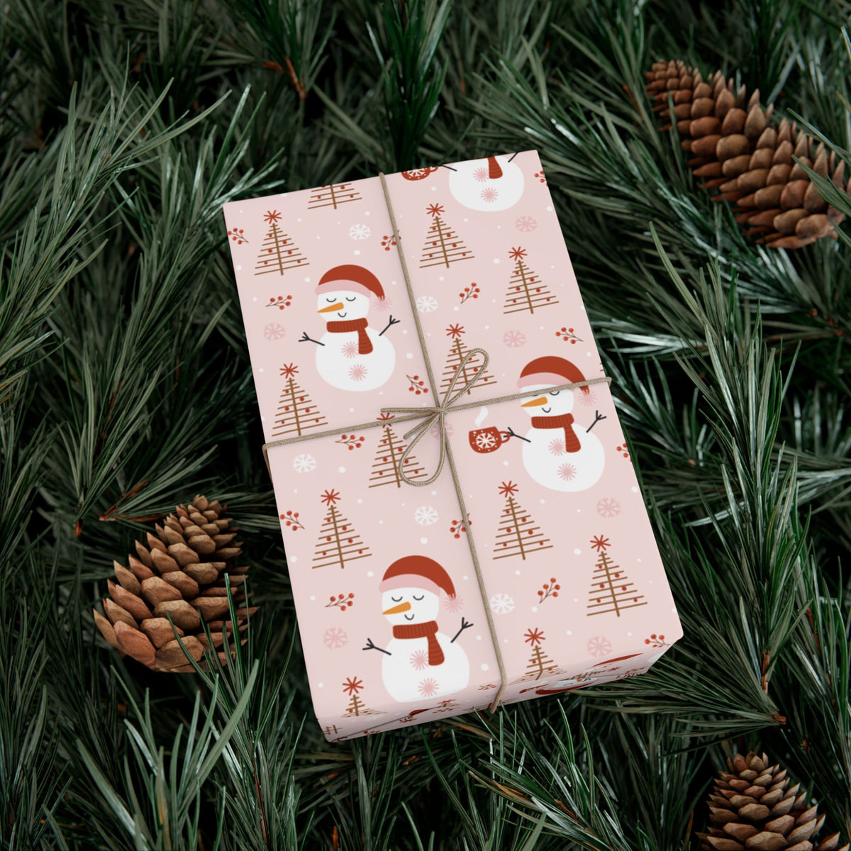 Kids Pink Snowman Wrapping