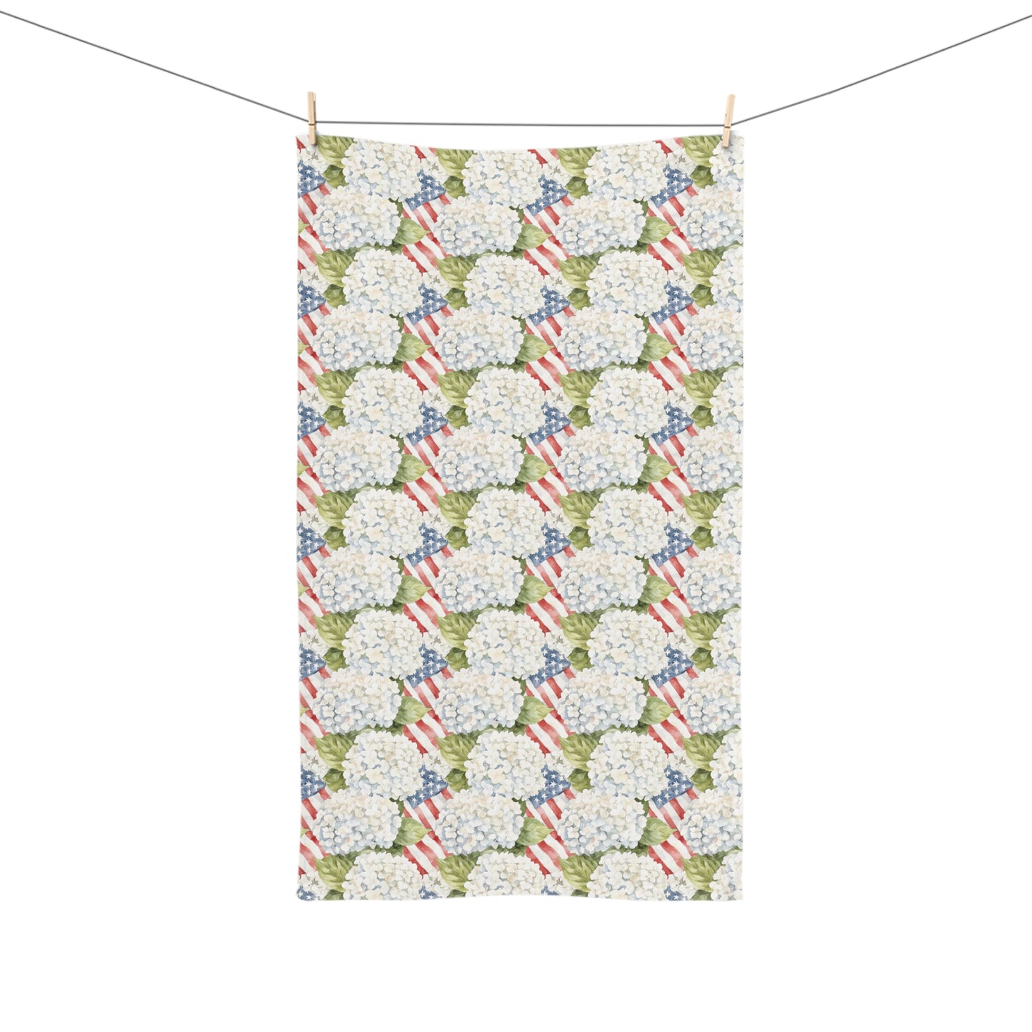 Patriotic Hydrangea Summer Hand Towel