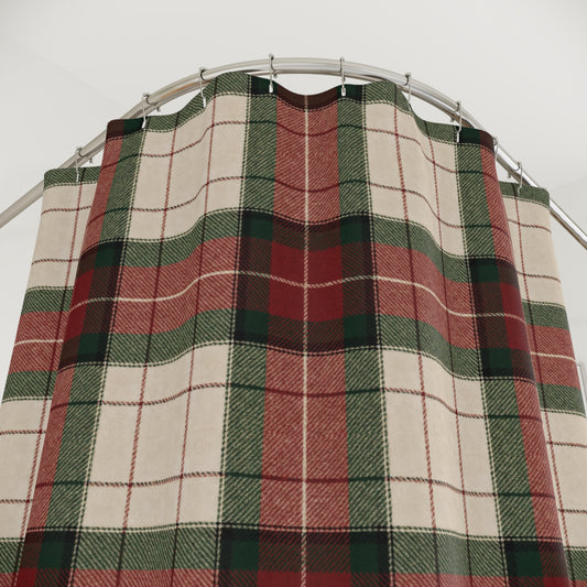 Christmas Vintage Tartan Plaid Shower Curtain