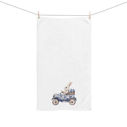Chinoiserie Easter Toile Rabbit Hand Towel for Kitchen and Bath, Spring Home Decor, Easter, Cottage style, Elegant Easter
