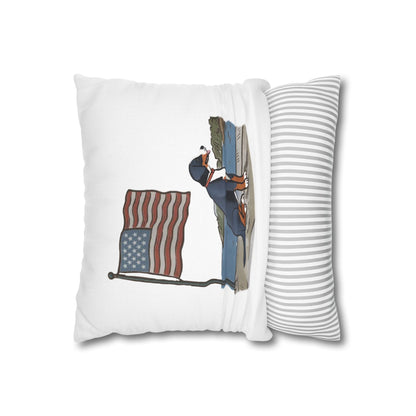 Patriotic Summer Greater Swiss Mountain Dog Pillow Cover, Hand Drawn, Double-Sided Graphics, Swissy, GSMD