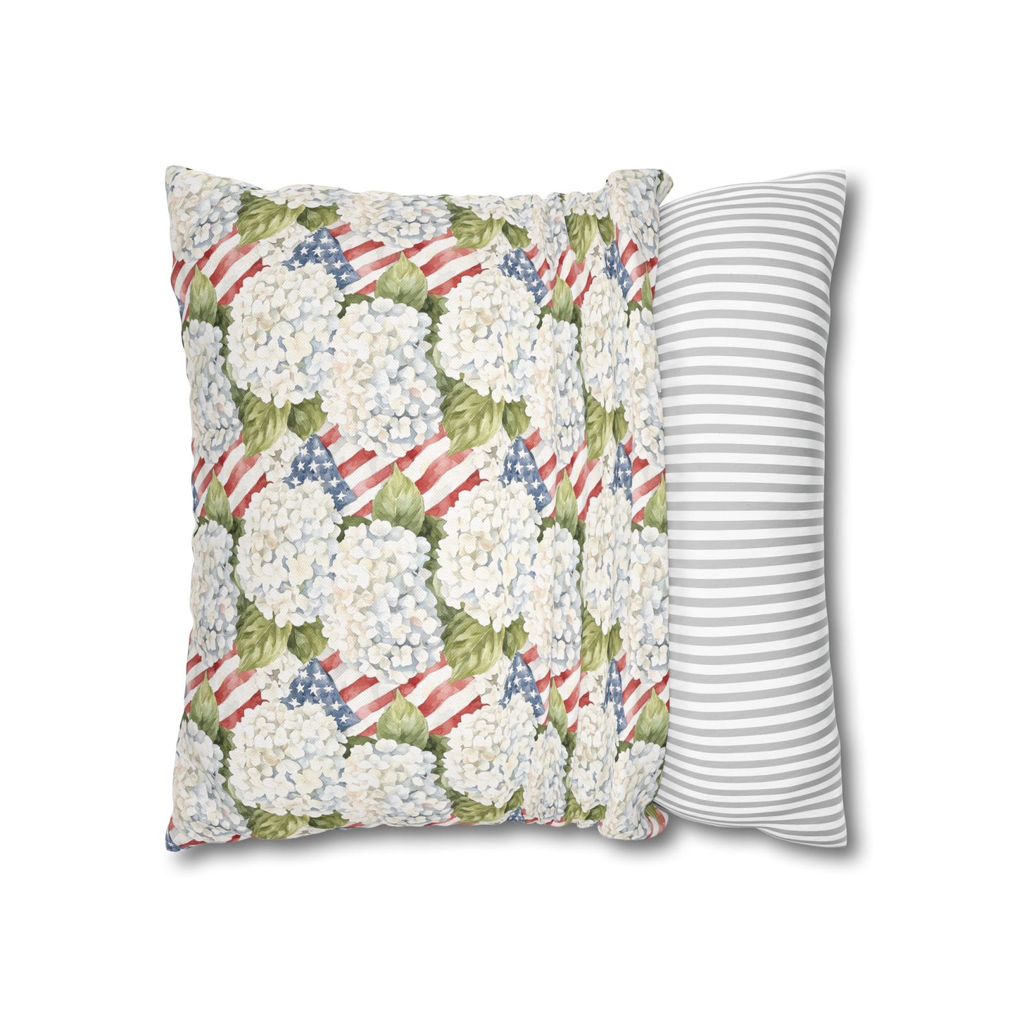 Patriotic Hydrangea Pillow Cover, 4th of July Pillow Cover, Farmhouse Summer Decor