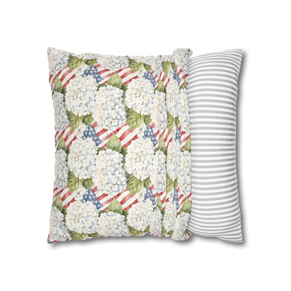 Patriotic Hydrangea Pillow Cover, 4th of July Pillow Cover, Farmhouse Summer Decor