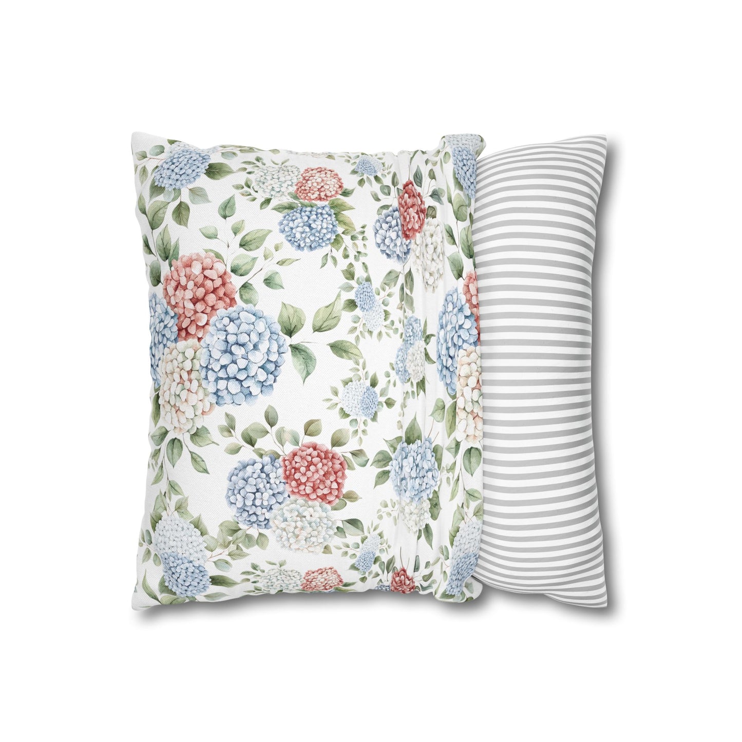 Watercolor Patriotic Hydrangea Pillow Cover, 4th of July Pillow Cover, Farmhouse Summer Decor
