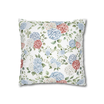 Watercolor Patriotic Hydrangea Pillow Cover, 4th of July Pillow Cover, Farmhouse Summer Decor