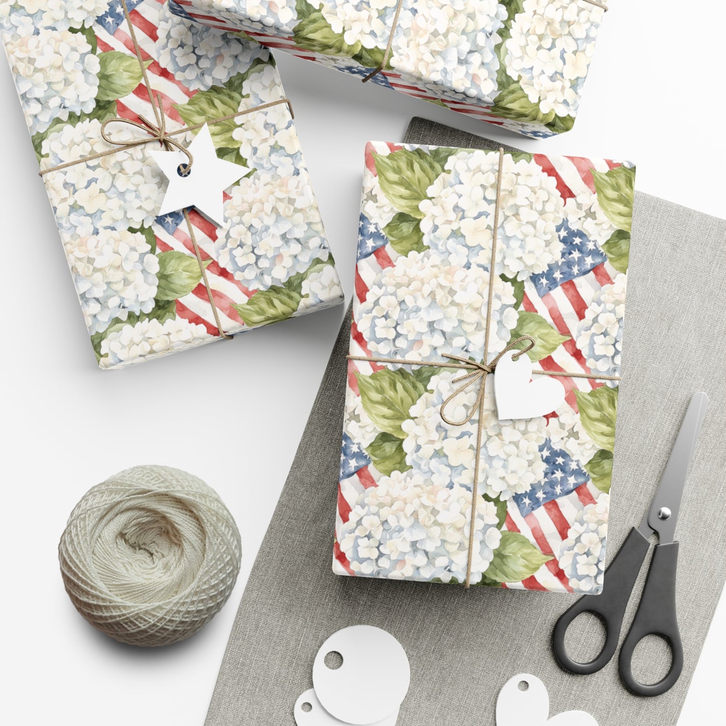 Summer Patriotic Hydrangea Wrapping Paper