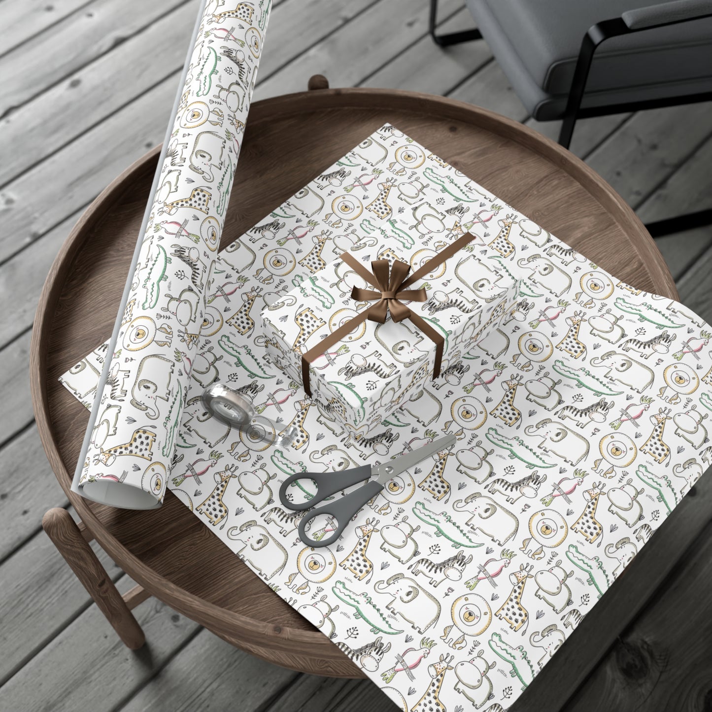 Jungle Safari Kids Wrapping Paper, Baby Shower  Gift Wrap Roll, Birthday Gift Wrap, Birthday Party, Animals