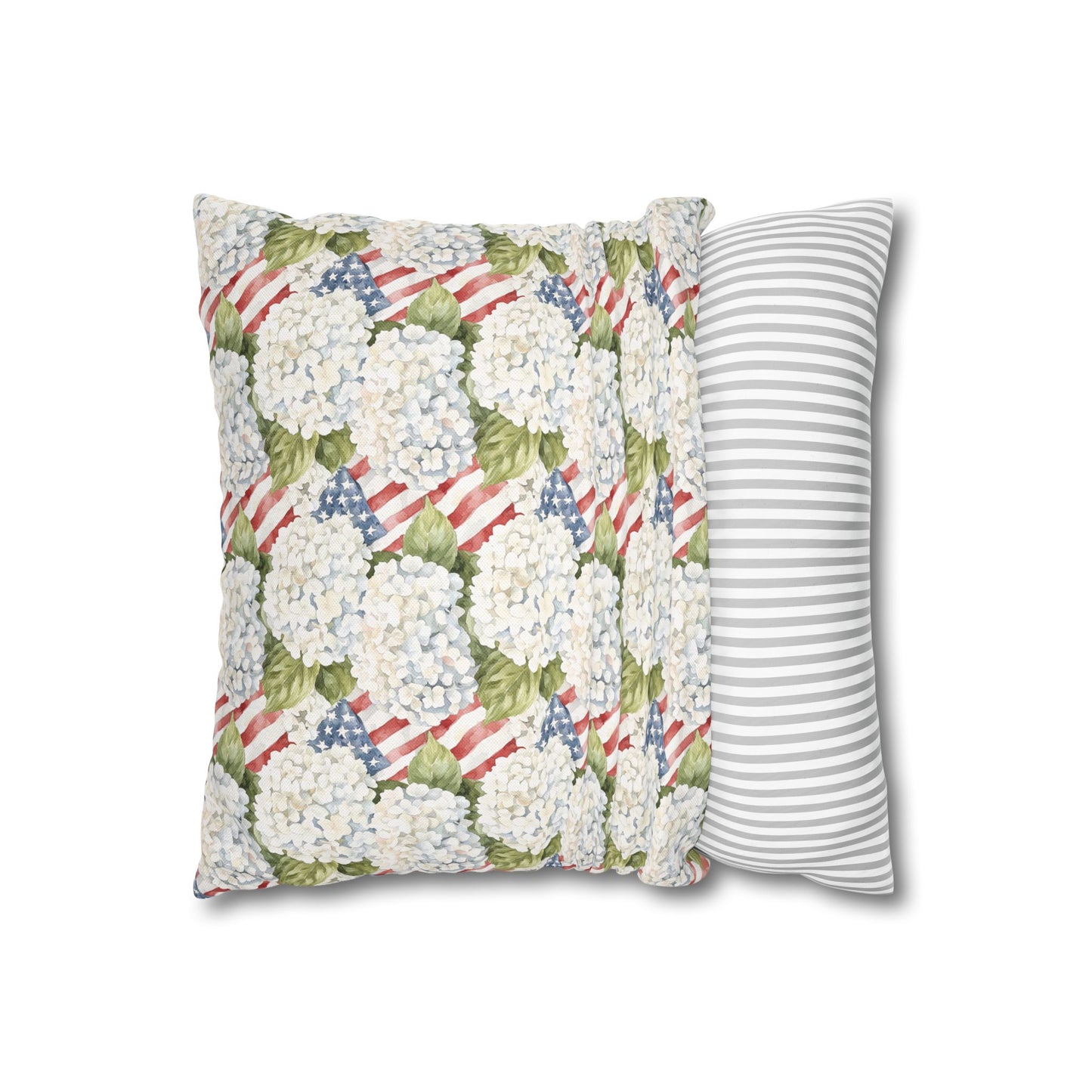 Patriotic Hydrangea Pillow Cover, 4th of July Pillow Cover, Farmhouse Summer Decor