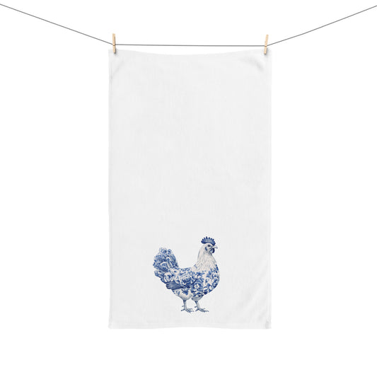 Chinoiserie Easter Toile Rooster Hand Towel for Kitchen and Bath, Spring Home Decor, Easter, Cottage style, Elegant Easter