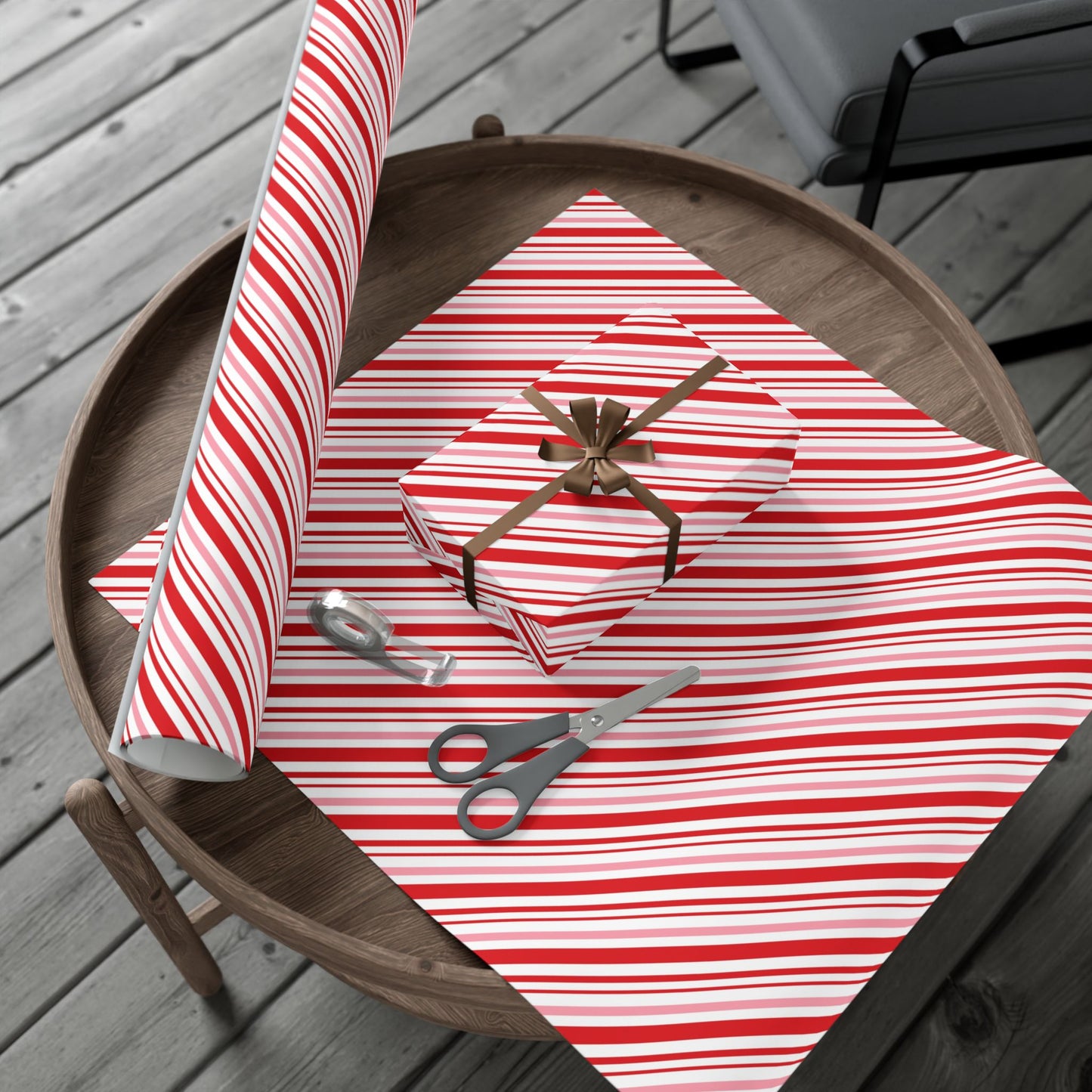 Christmas Candy Cane Pink Stripe Wrapping
