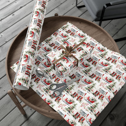 Christmas Abstract Snowy House & Sled