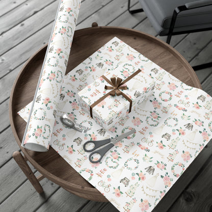 Just Married Wedding Wrapping Paper, Gifts for Bridal Shower, Gifts for Wedding, Special Occasion Gift Wrap Roll
