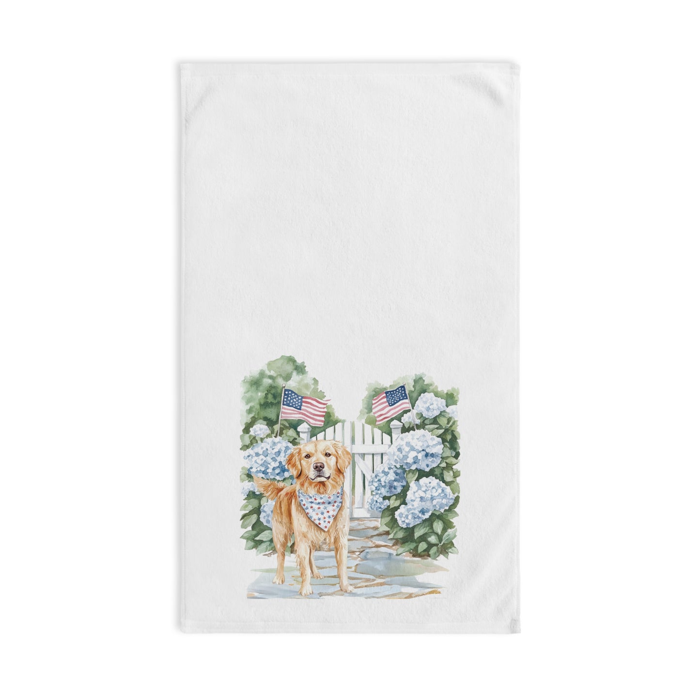 Golden Retriever Summer Patriotic Hand Towel for Bath and Kitchen