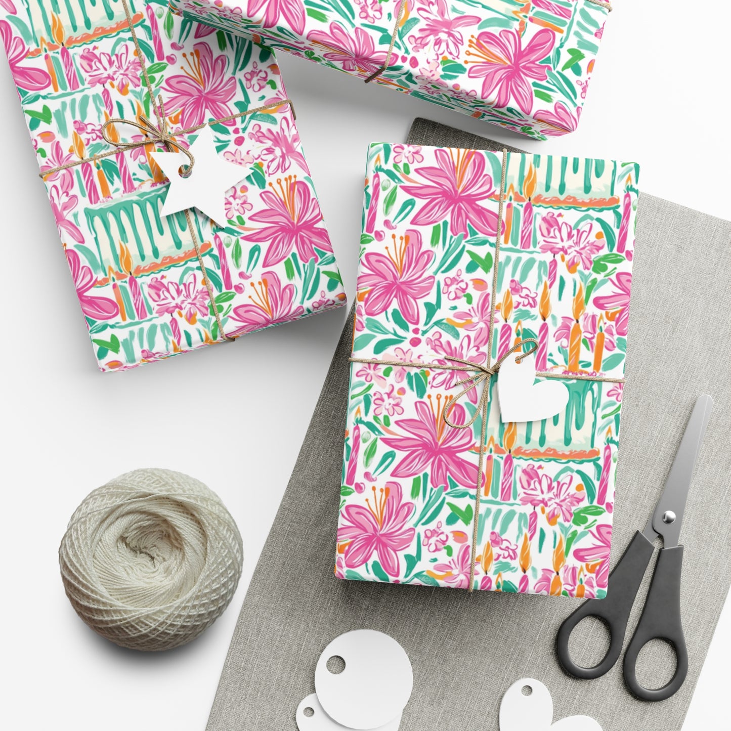 Floral Preppy Birthday Wrapping Paper
