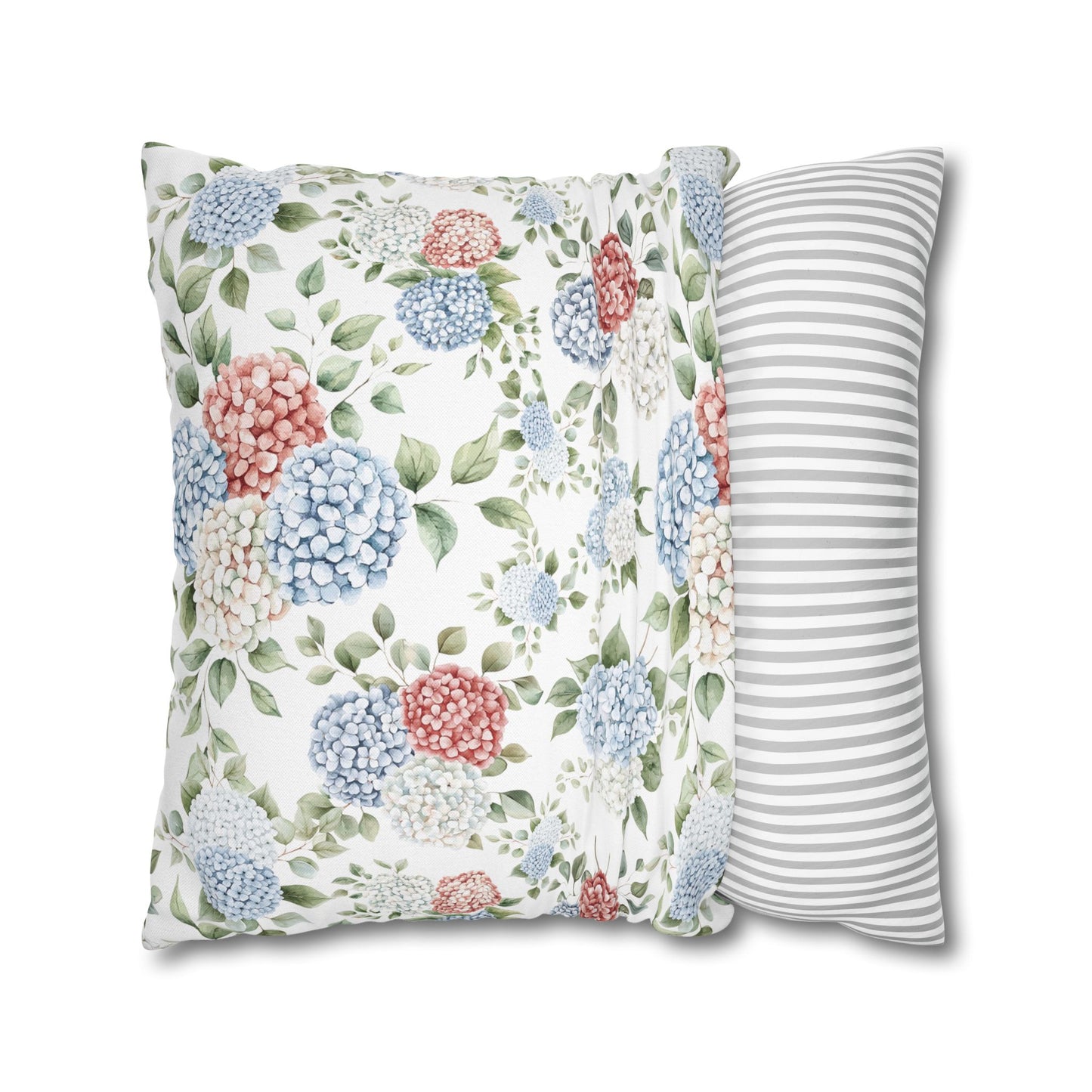 Watercolor Patriotic Hydrangea Pillow Cover, 4th of July Pillow Cover, Farmhouse Summer Decor