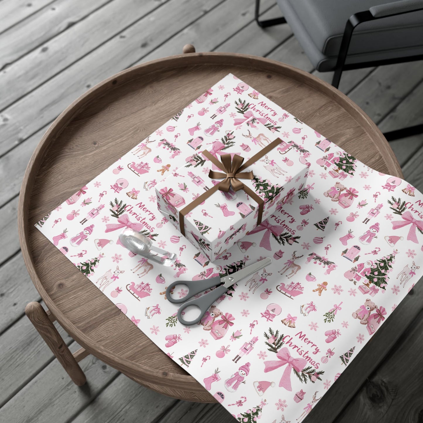 Pink Christmas Wrapping Paper