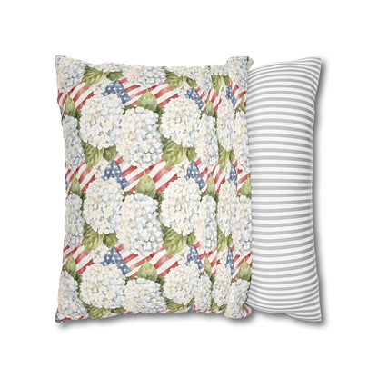 Patriotic Hydrangea Pillow Cover, 4th of July Pillow Cover, Farmhouse Summer Decor
