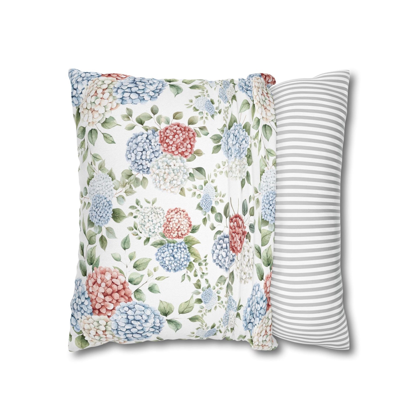 Watercolor Patriotic Hydrangea Pillow Cover, 4th of July Pillow Cover, Farmhouse Summer Decor