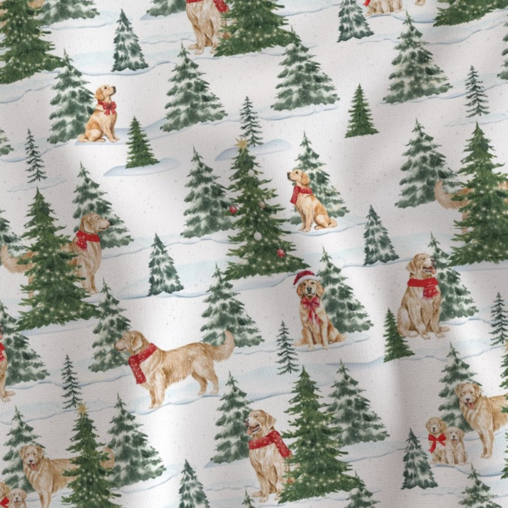Snowy Golden Retrievers Christmas Comforter