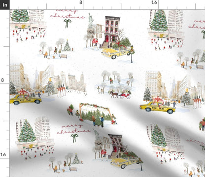 Christmas in NYC Sham or Pillowcase, Christmas Pillowcase, Holiday Bedding, New York City Christmas