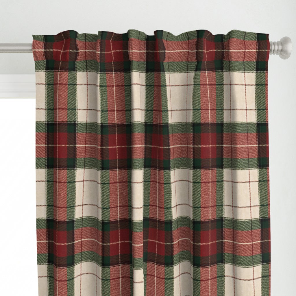 Christmas Tartan Plaid Window Curtain Panel