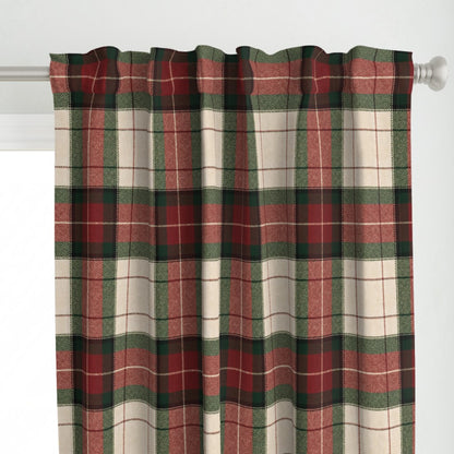 Christmas Tartan Plaid Window Curtain Panel