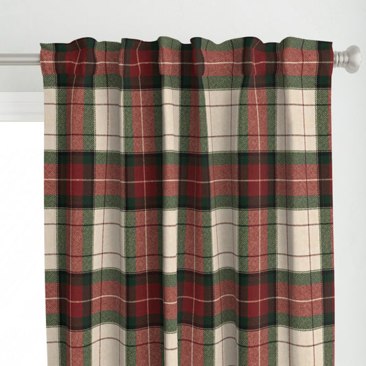 Christmas Tartan Plaid Window Curtain Panel
