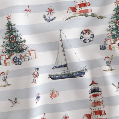 Newport Nautical Christmas Sham Pillow Cover, Christmas PIllowcase, Holiday Bedding, Sailing Christmas, Christmas Lighthouse, Marina