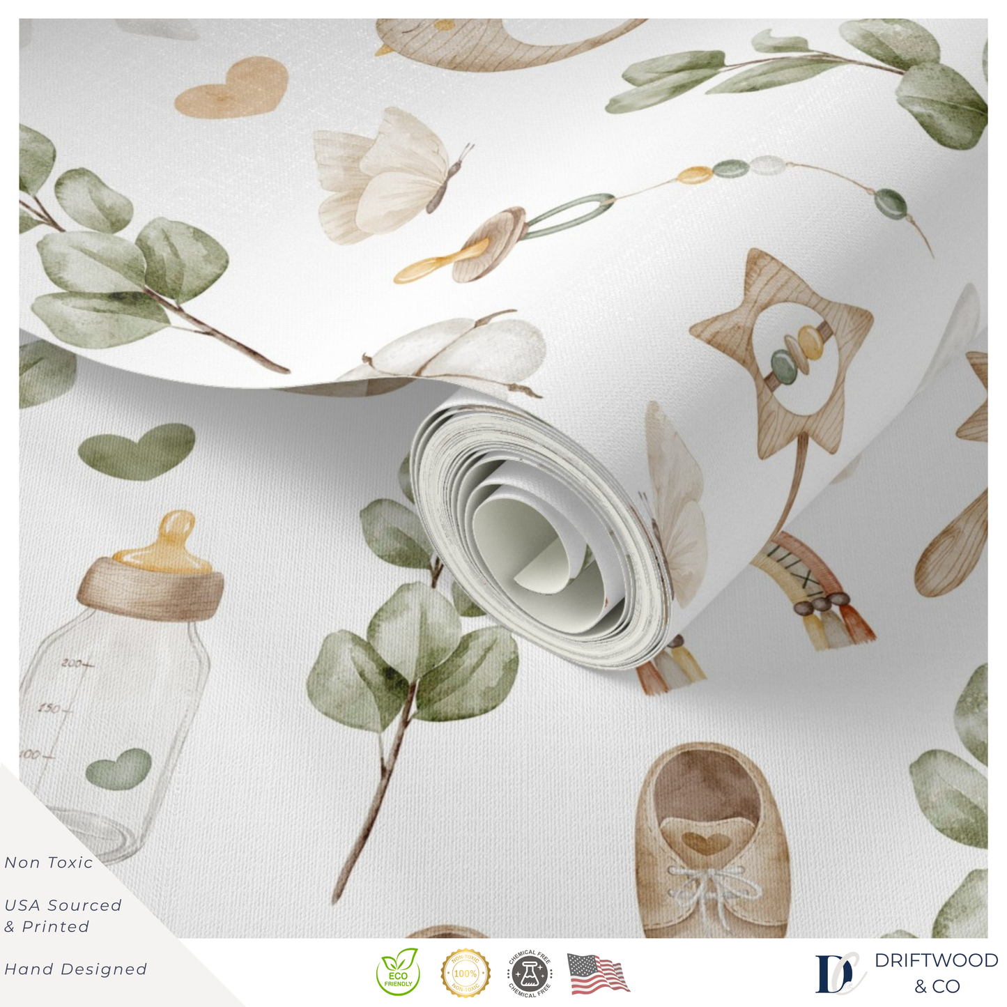 Boho Neutral Green Baby Wrapping Paper