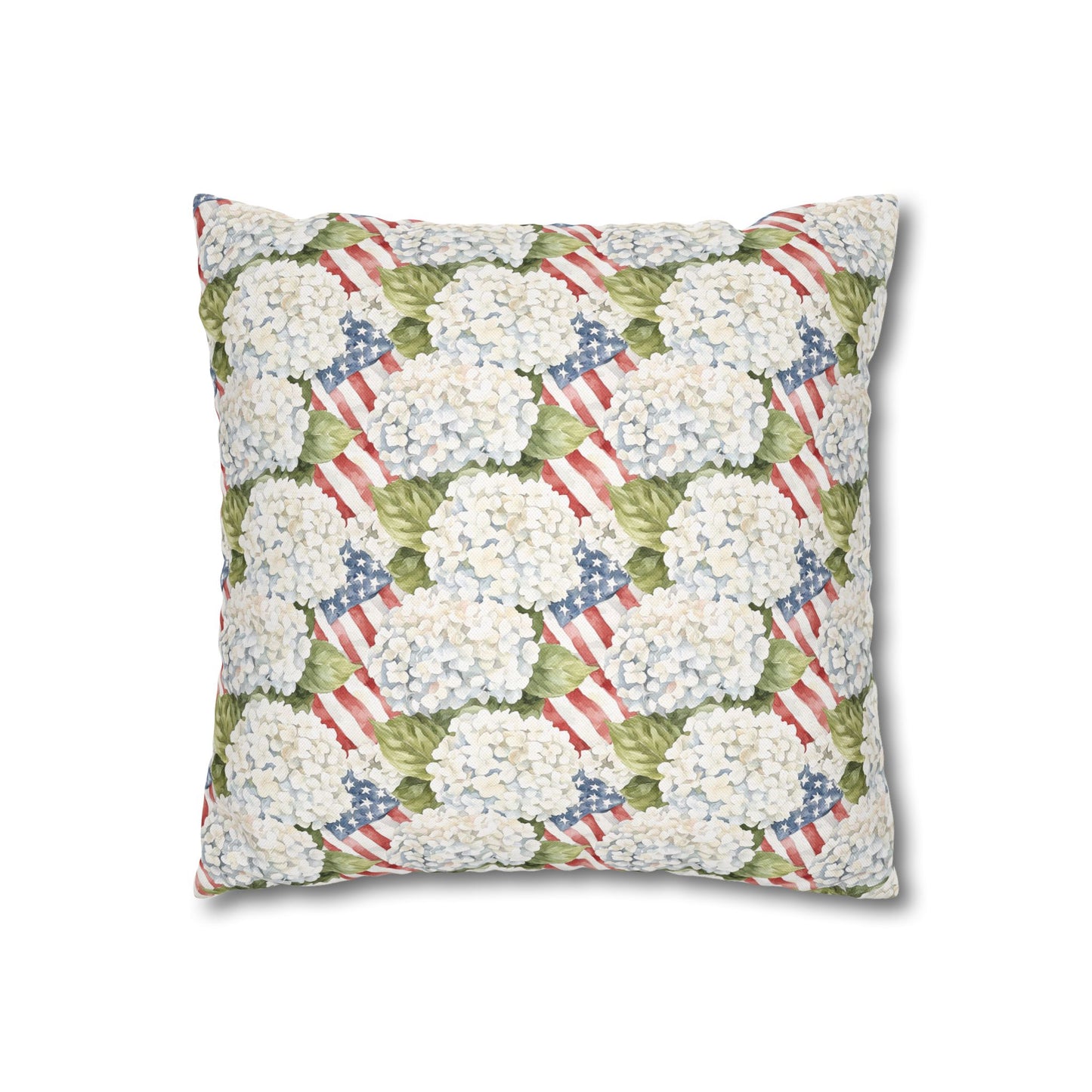 Patriotic Hydrangea Pillow Cover, 4th of July Pillow Cover, Farmhouse Summer Decor