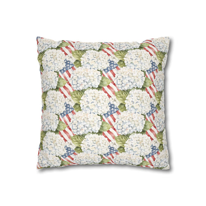 Patriotic Hydrangea Pillow Cover, 4th of July Pillow Cover, Farmhouse Summer Decor