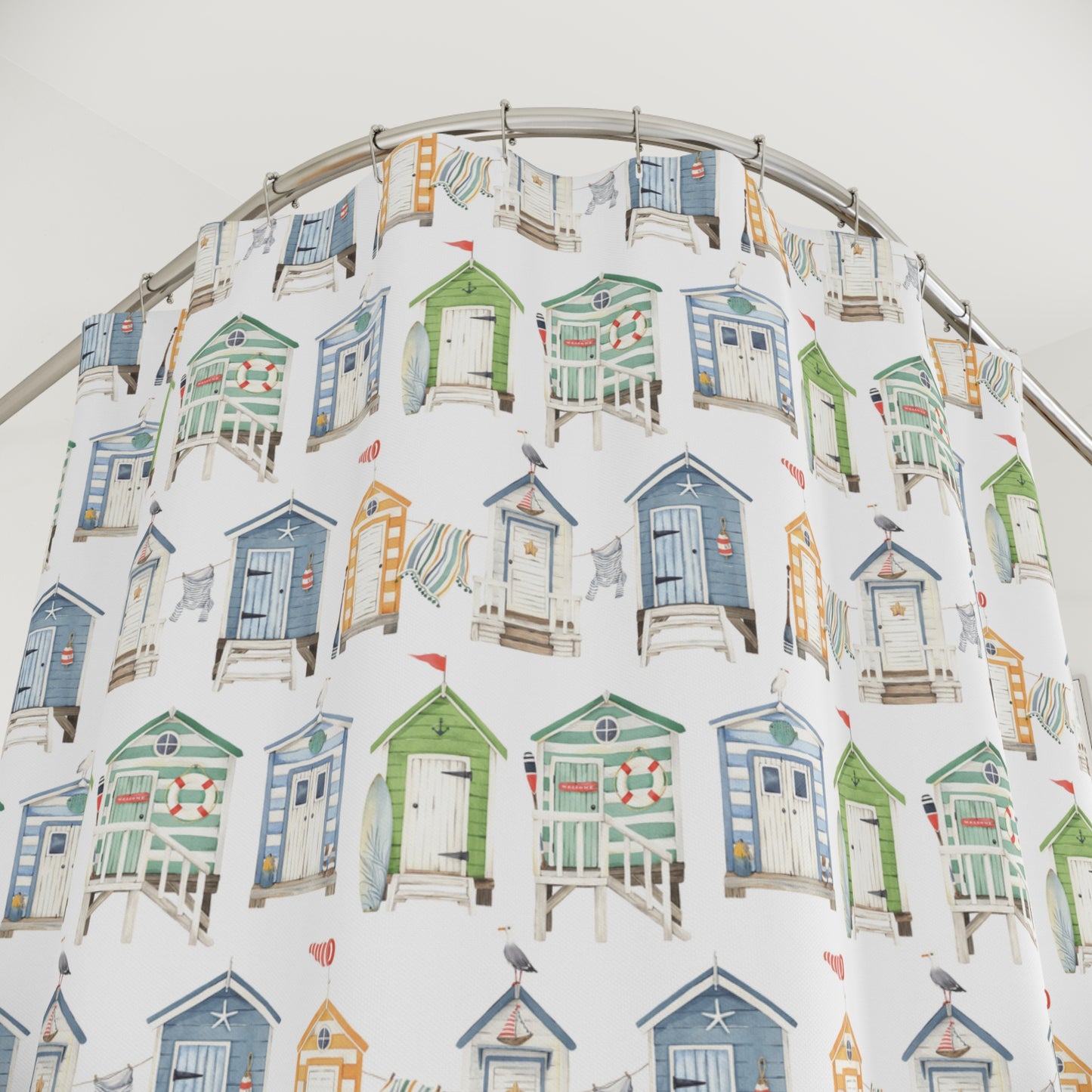 Summer Beach Hut Shower Curtain