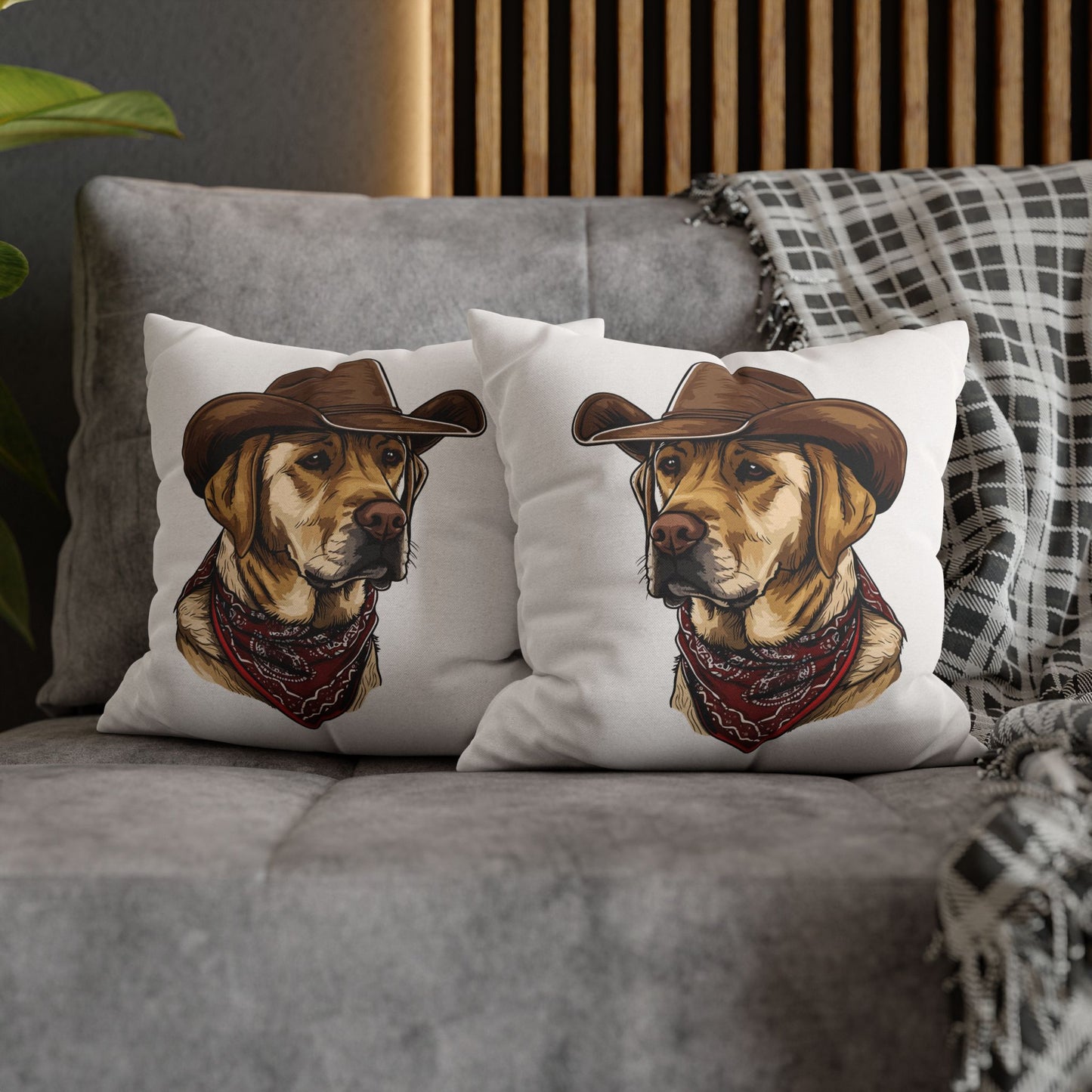 Western Yellow Labrador Retriever, Double Sided Pillow Cover
