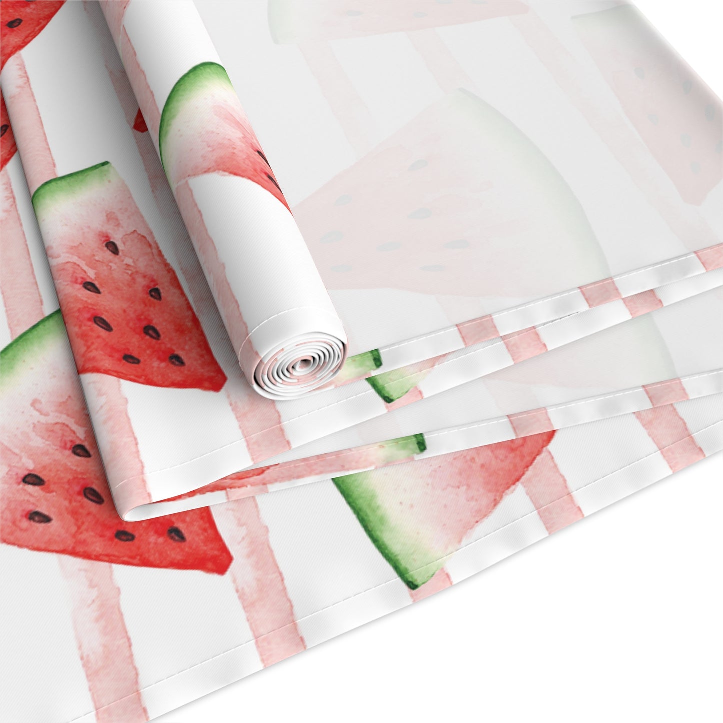 Watercolor Watermelon & Stripes Table Runner