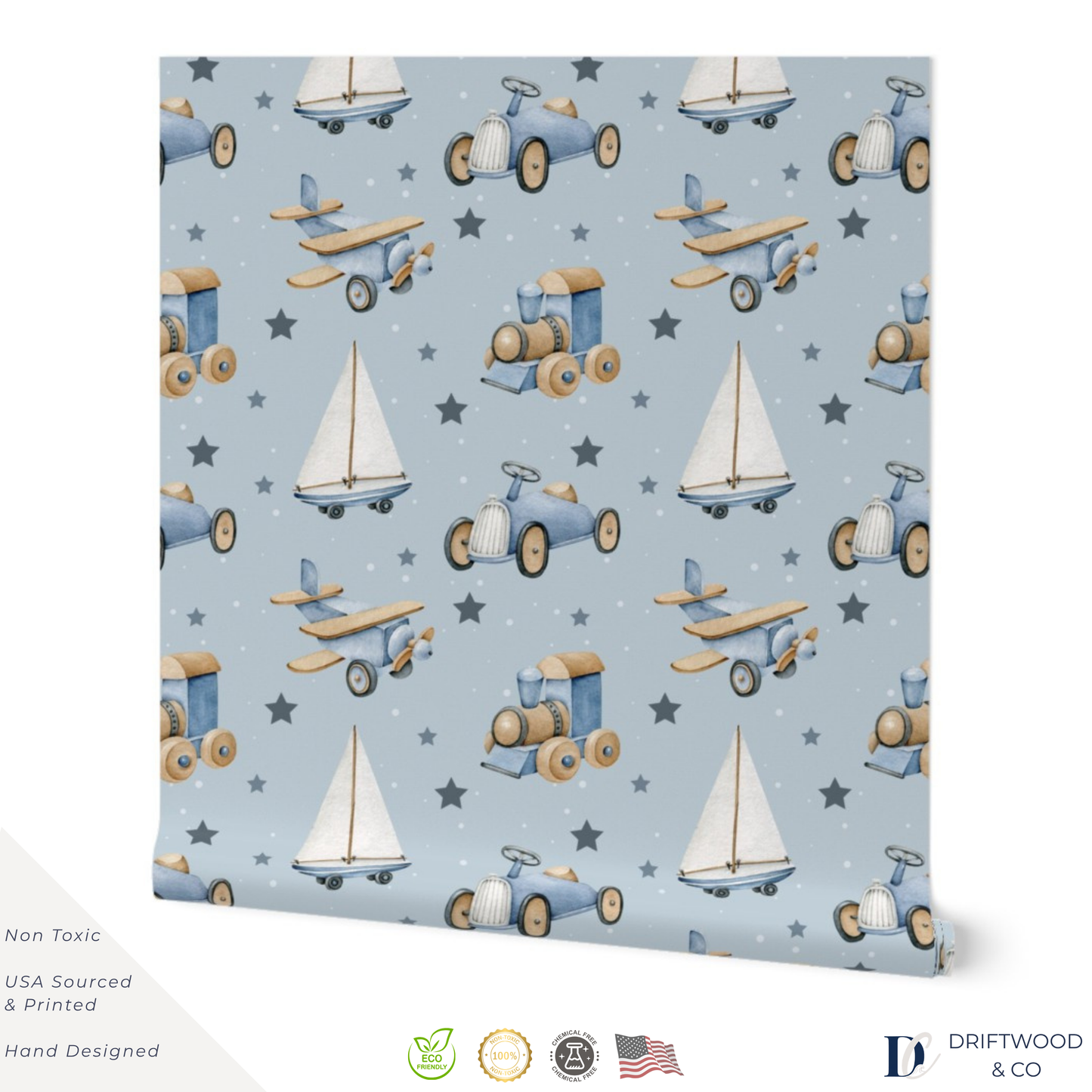 Planes Trains & Sailboats Little Boy Wrapping Paper