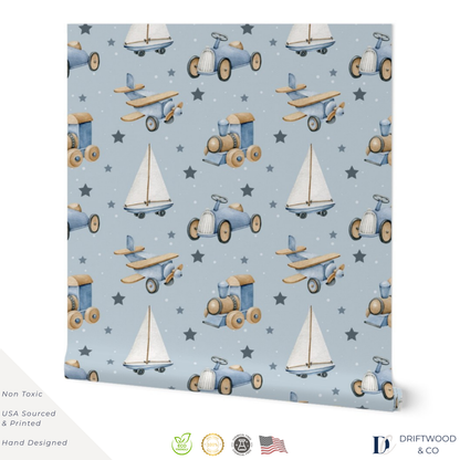 Planes Trains & Sailboats Little Boy Wrapping Paper