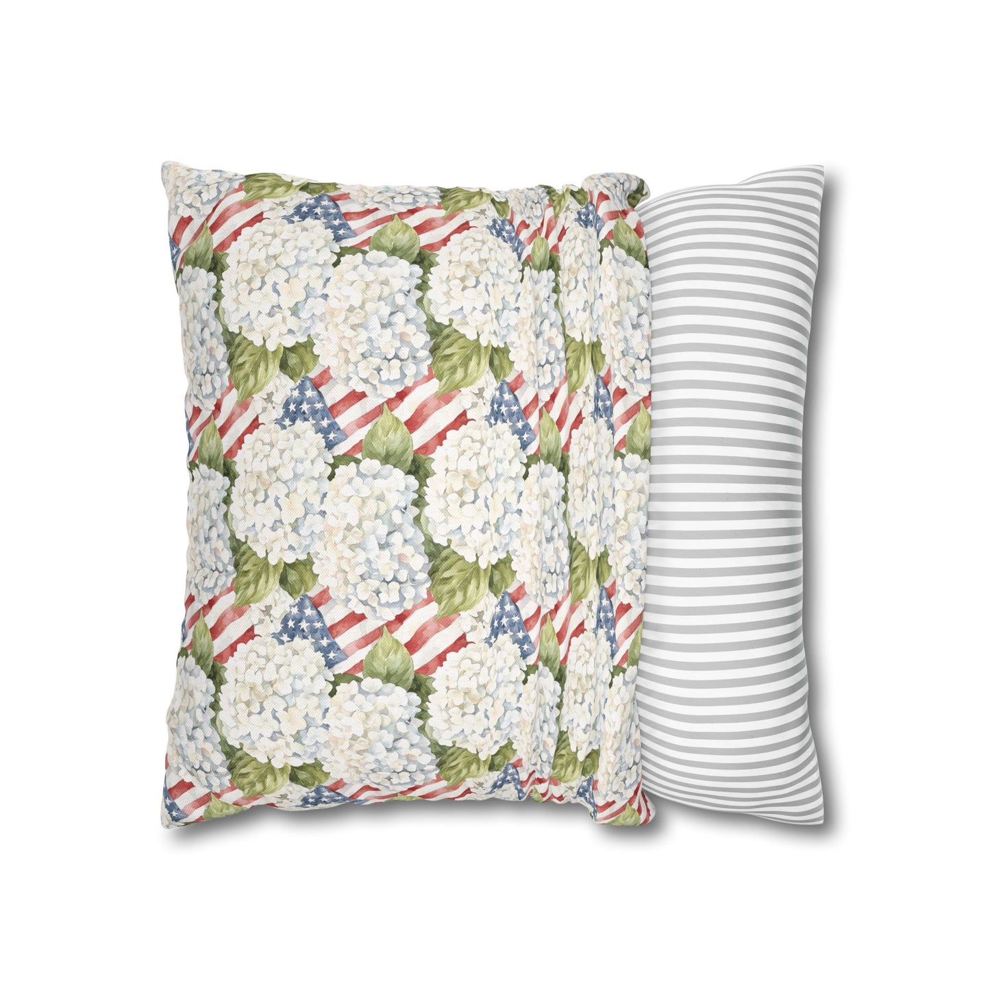 Patriotic Hydrangea Pillow Cover, 4th of July Pillow Cover, Farmhouse Summer Decor
