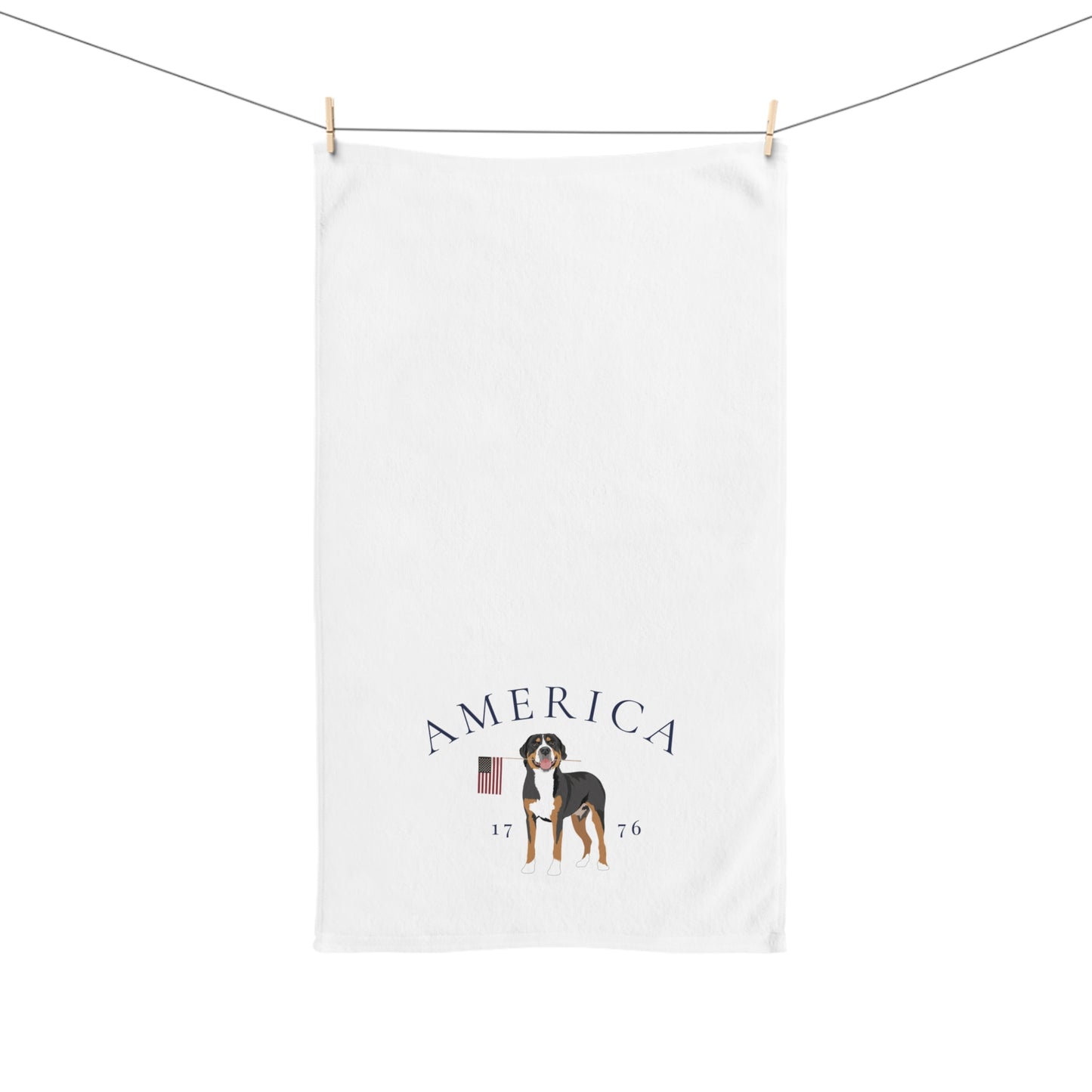 Greater Swiss Mountain Dog Summer Patriotic Hand Towel for Bath and Kitchen