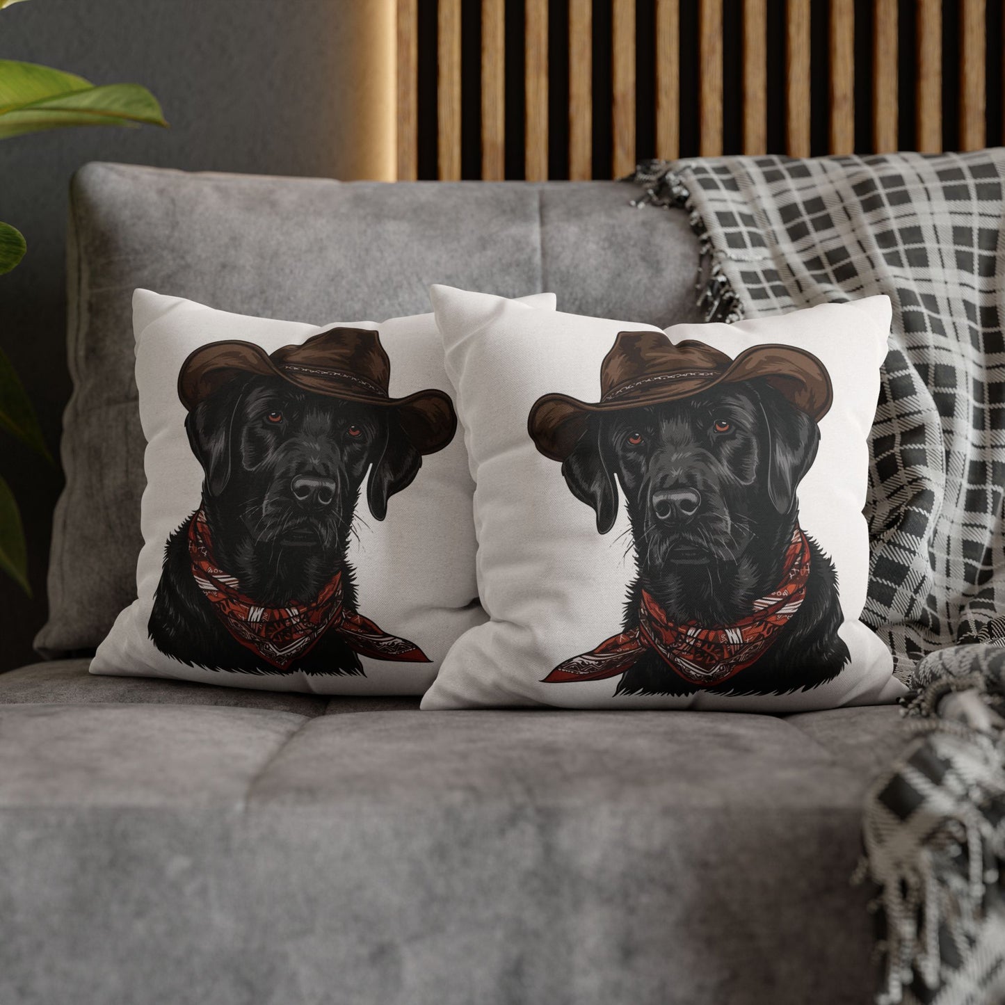 Western Black Labrador Retriever, Double Sided Pillow Cover