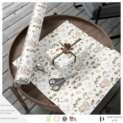 Boho Neutral Green Baby Wrapping Paper