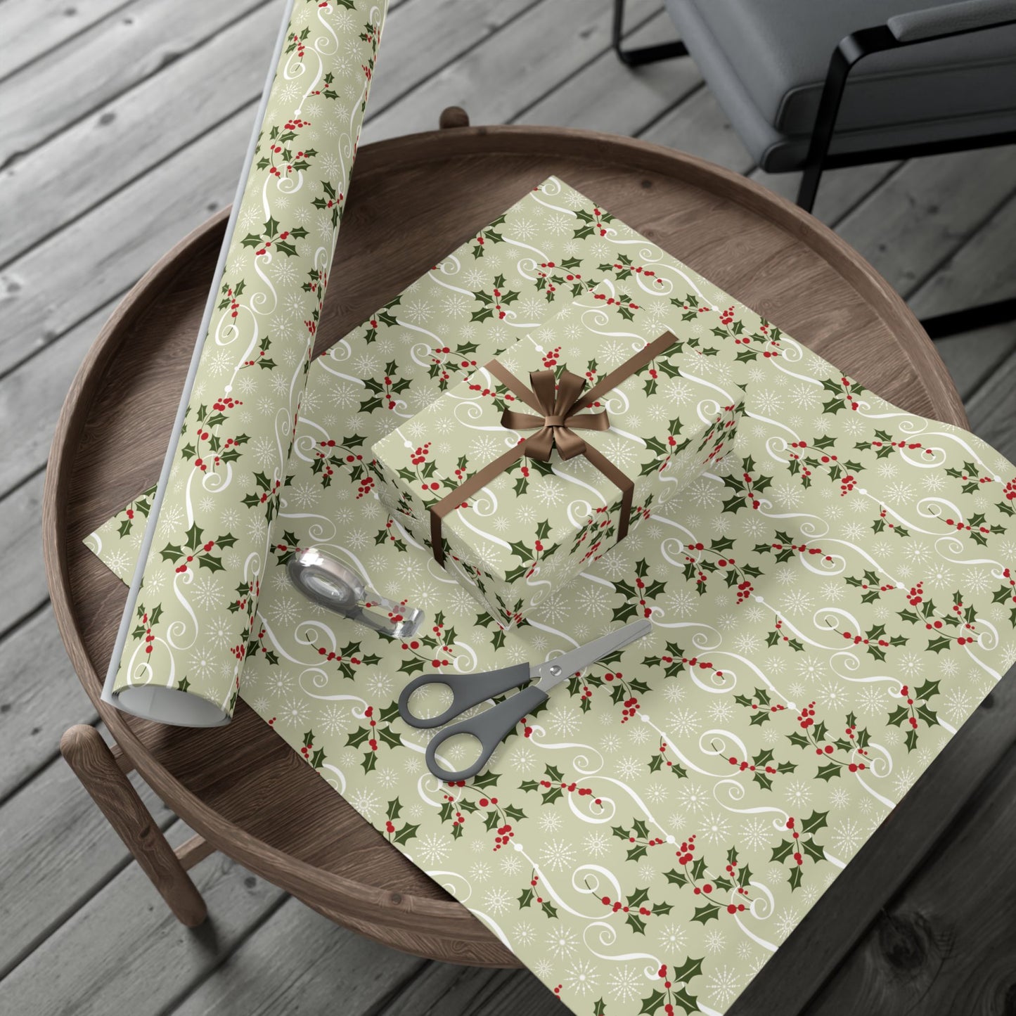 Evergreen Holly & Berries Christmas Wrapping