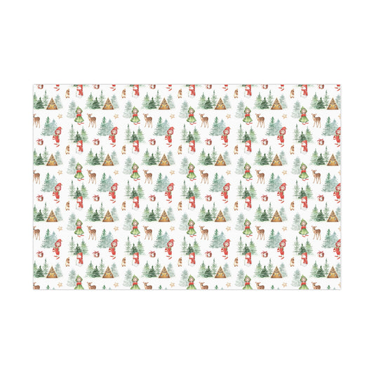 Nordic Elf Child Christmas Wrapping Paper