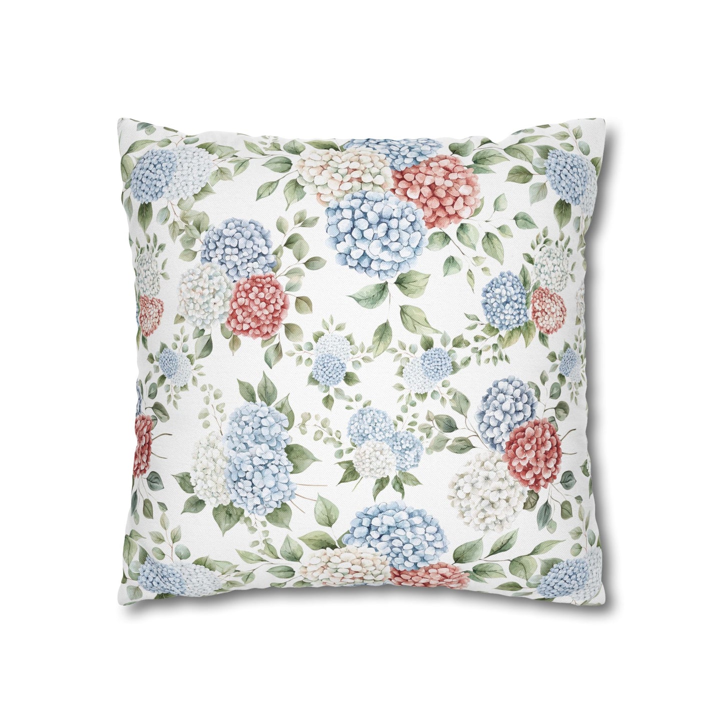Watercolor Patriotic Hydrangea Pillow Cover, 4th of July Pillow Cover, Farmhouse Summer Decor