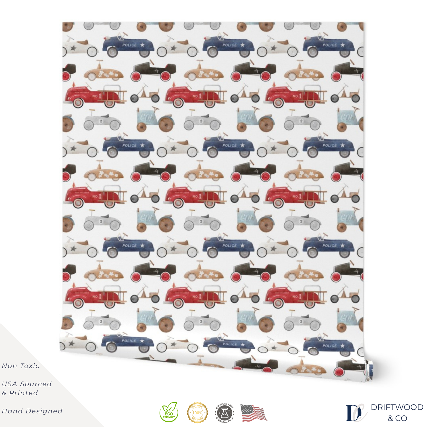 Retro Toy Pedal Cars Wrapping Paper