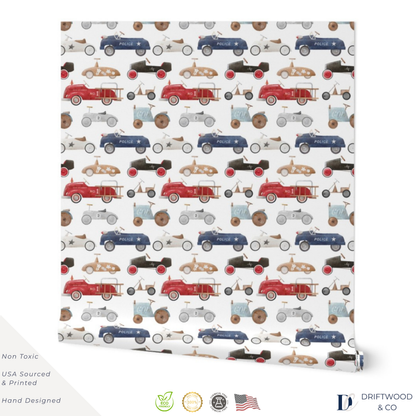 Retro Toy Pedal Cars Wrapping Paper